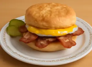 biscuit with egg, bacon and cheese