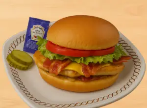 bacon patties are added in chicken bacon sandwich of waffle house