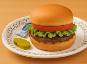 Delicious waffle house  Quarter pound hamburger with extra toppings